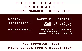 jeu MicroLeague Baseball - General Manager - Owner Disk