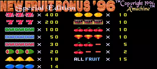 jeu New Fruit Bonus '96 Special Edition (v3.63, C1 PCB)