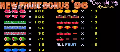 jeu New Fruit Bonus '96 Special Edition (bootleg, set 2)