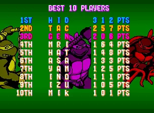 Image n° 5 - scores : Teenage Mutant Ninja Turtles (Asia 4 Players, version ?)