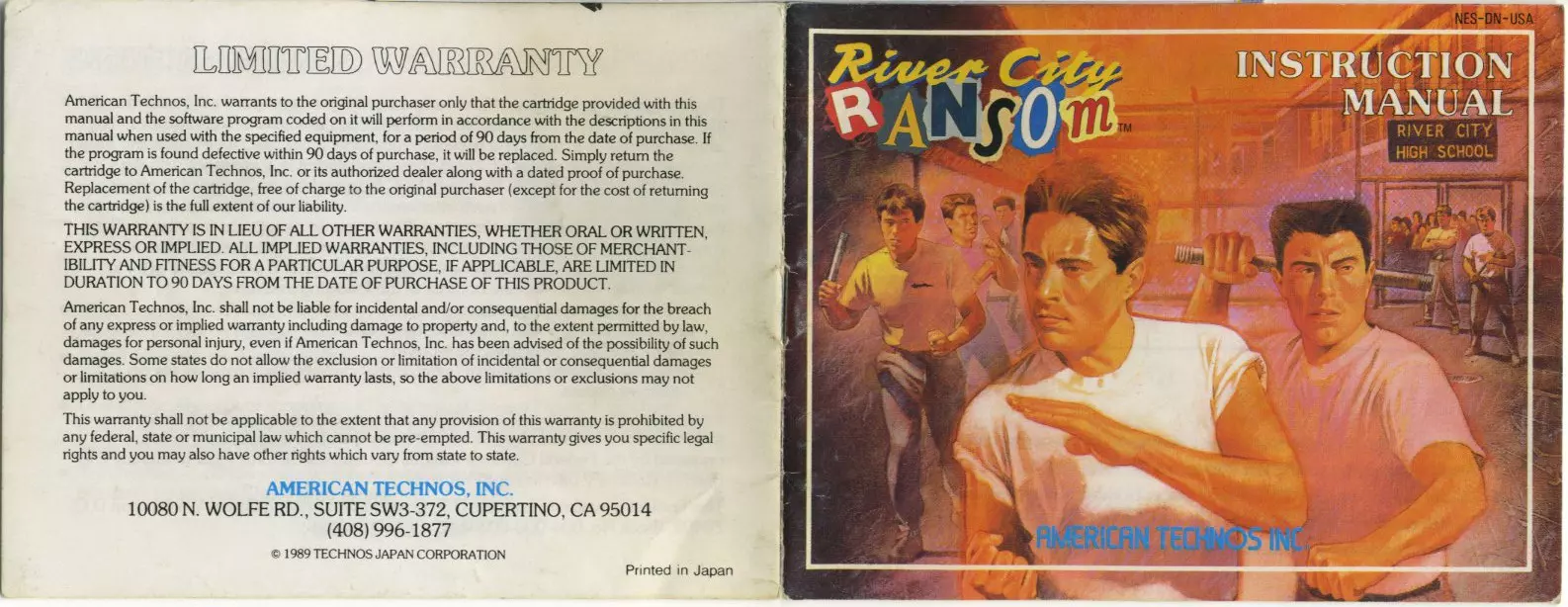 manual for River City Ransom